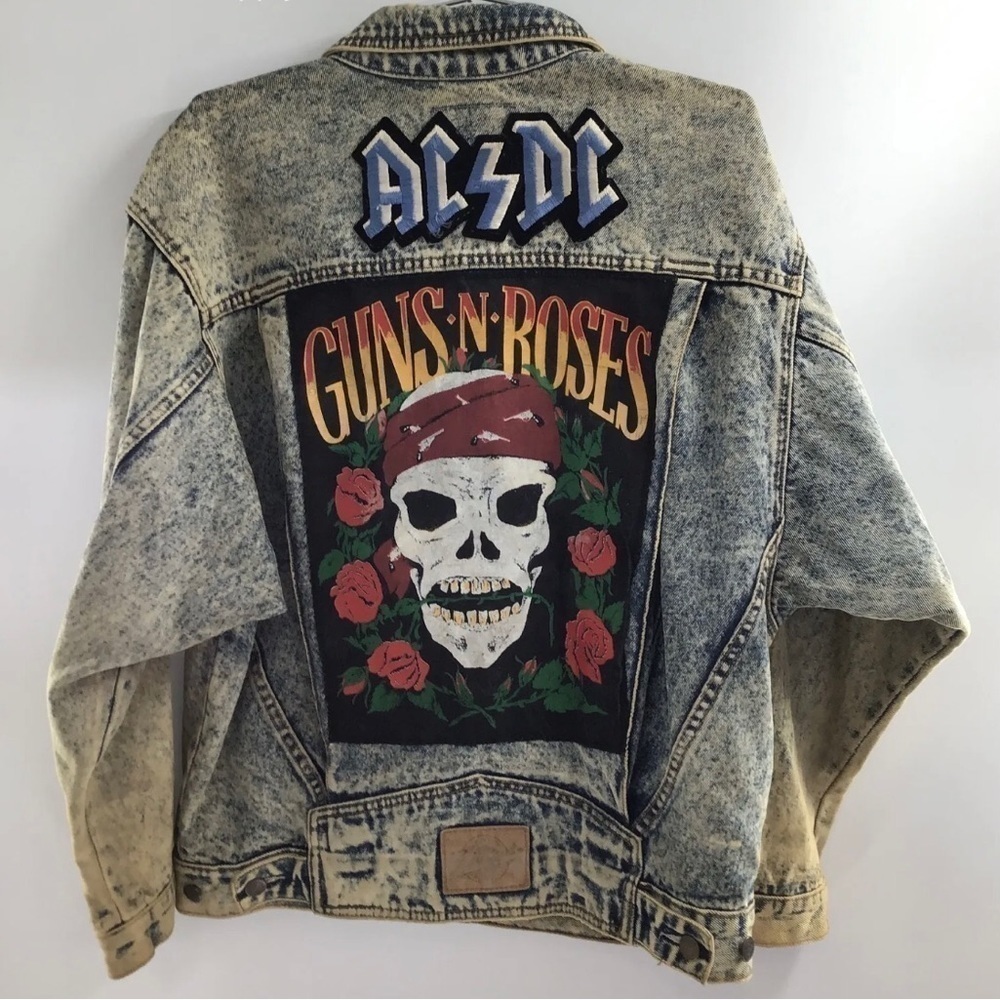 Brown's Blue Jeans Men's Acid Washed Patch Work Denim Jean Jacket - Size S